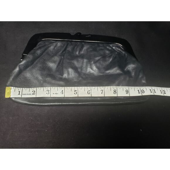 Vintage Genuine Leather Made In Italy Black Clutch Hand Held Purse - Picture 9 of 9